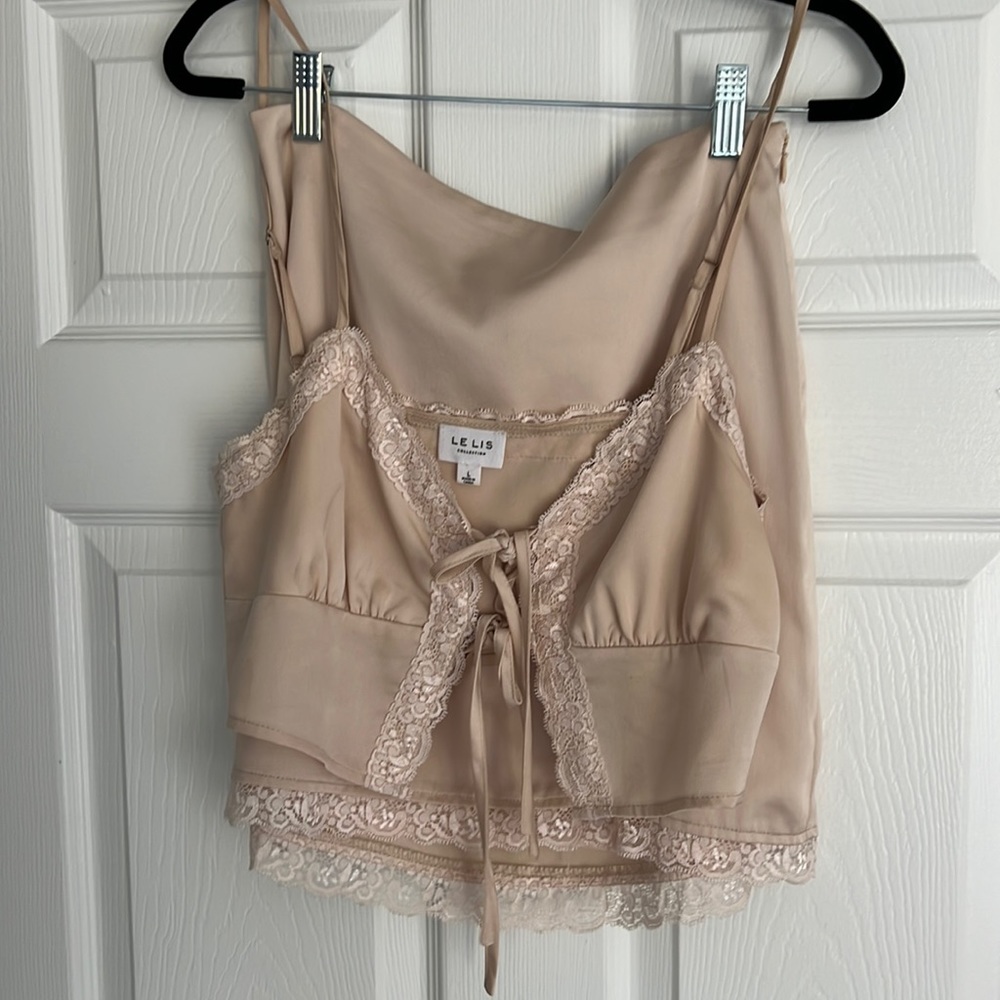 Cutest lace beige silky set